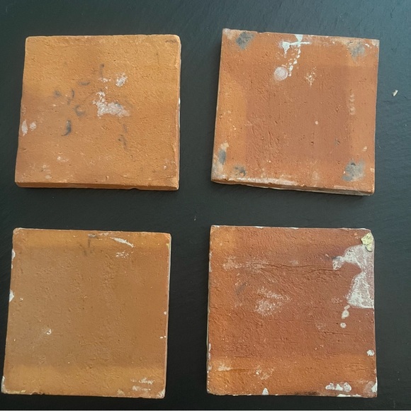 Mexican Hand Painted Terra-Cotta Talavera Vintage Tiles Set of 4 - Picture 10 of 11